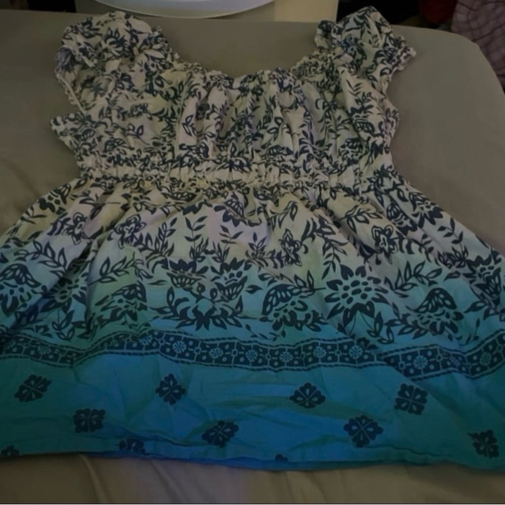 Motherhood Maternity Blue and White Floral Blouse